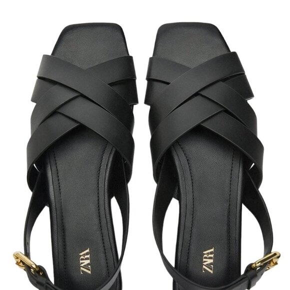 ZARA STRAPPY LEATHER SANDALS BLACK SIZE 8 | 2519/110/800 - Picture 4 of 9